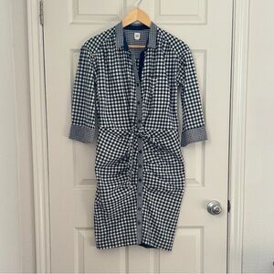 GAP Black and White Gingham Ruched Shirt Dress